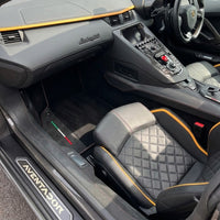 Customizable Black Floor Mats for Lamborghini Aventador SV with Alcantara Leather