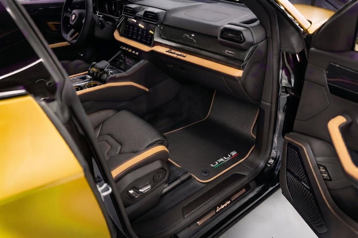Custom Black Floor Mats for Lamborghini Urus – Choose Your Stitching Color