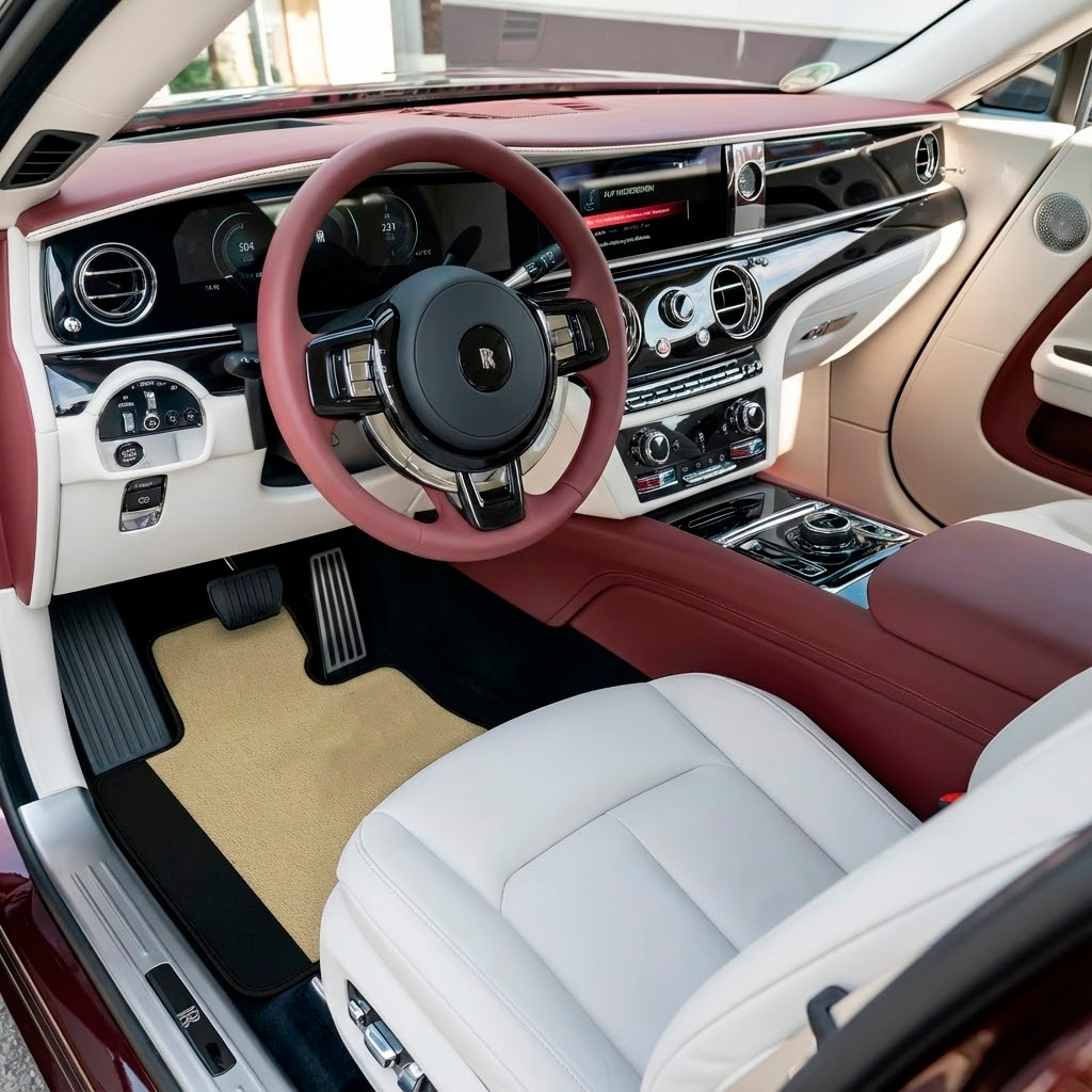 Brown Sheepskin Floor Mats For Rolls Royce Spectre (2023-2024) Er56 Design Brand - ER56 Design