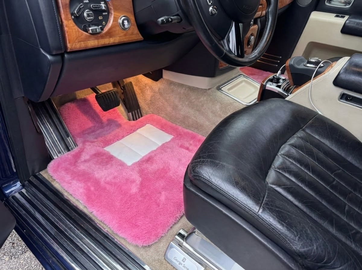 Pink Sheepskin Floor Mats For Rolls Royce Phantom VIII (2017-2024) ER56 Design Brand