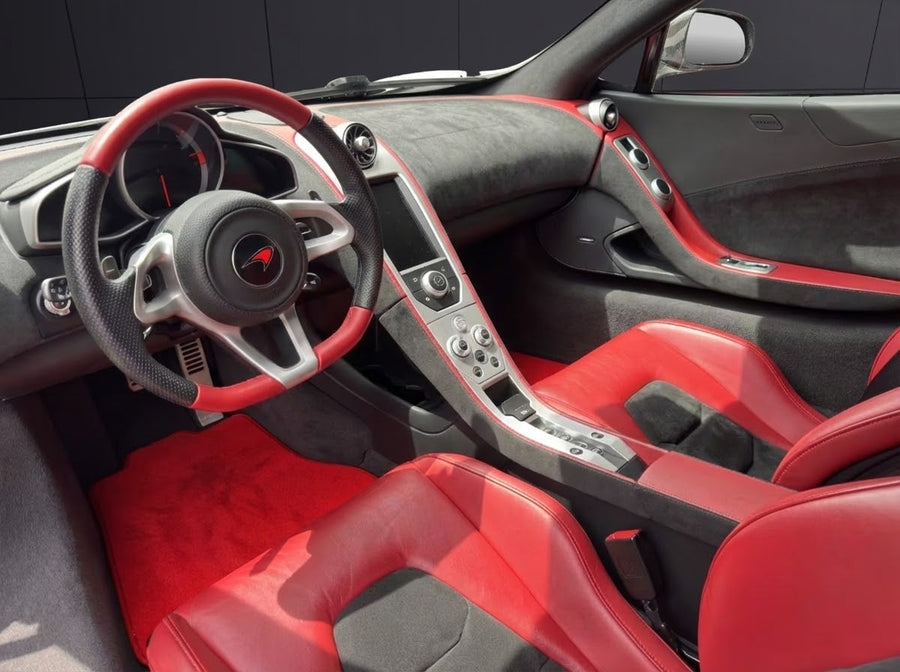 حصائر سيارات لمكلارين MP4-12C (2011-2014) مجموعة سجاد مفصل باللون الأحمر من أوتيوين