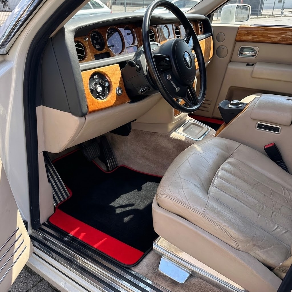 Custom Floor Mats for Rolls Royce Phantom VIII (2017-2024) with Red Alcantara