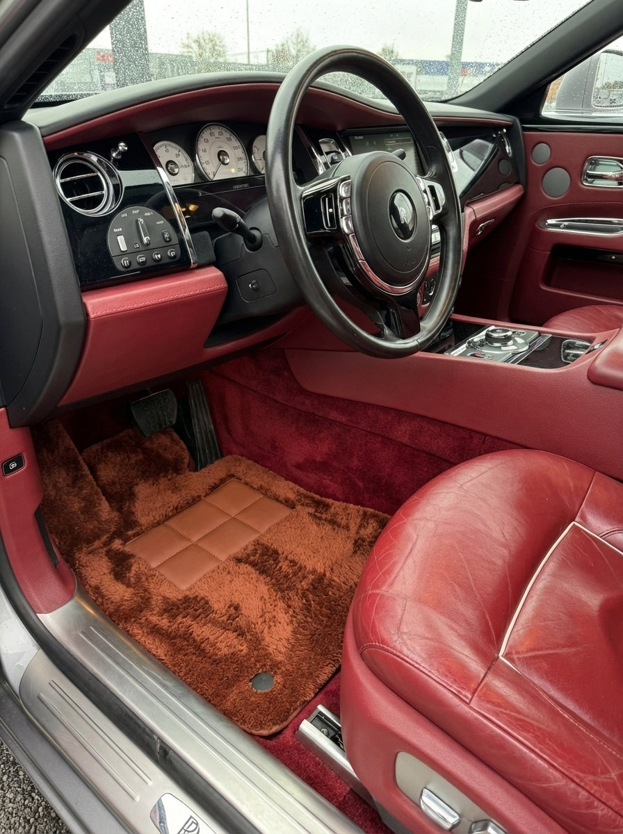 Brown Sheepskin Floor Mats For Rolls Royce Ghost Series I (2010–2020) Er56 Design Brand