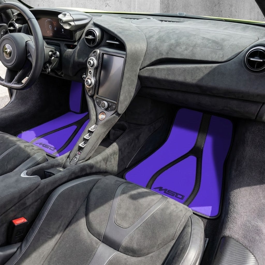 Customizable Leather Floor Mats with Hexagon Hex Pattern for McLaren 750S (2023-2025) - AutoWin