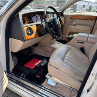 Black Sheepskin Floor Mats for Rolls Royce Phantom Sedan (2003-2016) with Red Leather