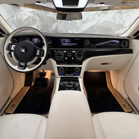 Black Floor Mats for Rolls Royce Spectre (2023-2024) with Gold Leather