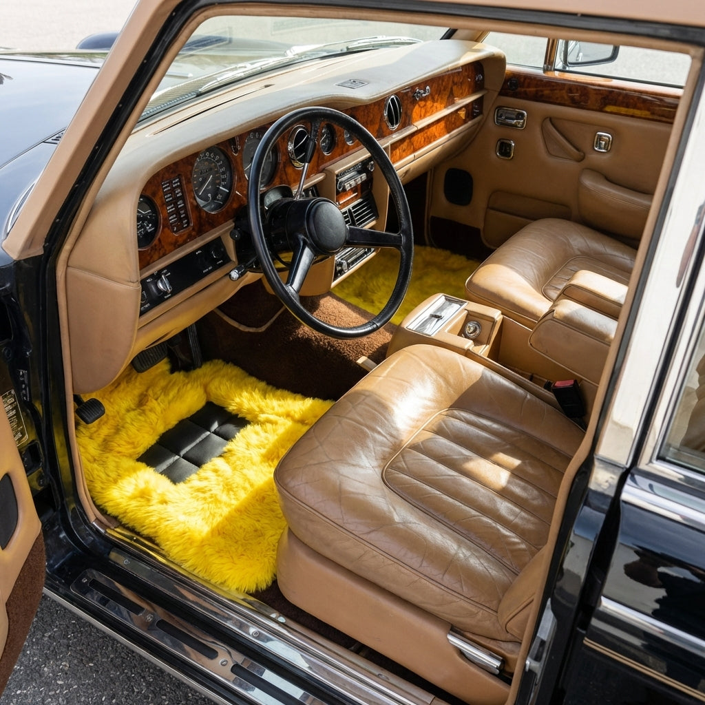 Yellow Sheepskin Floor Mats for Rolls Royce Wraith (2013–2023) ER56 Design Brand
