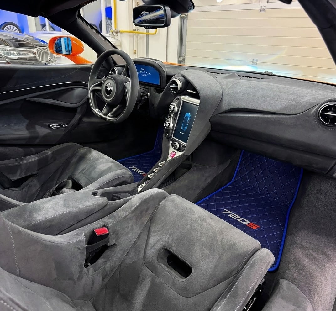 Floor Mats For McLaren 720S Dark Blue Tailored Carpets Set AutoWin - AutoWin