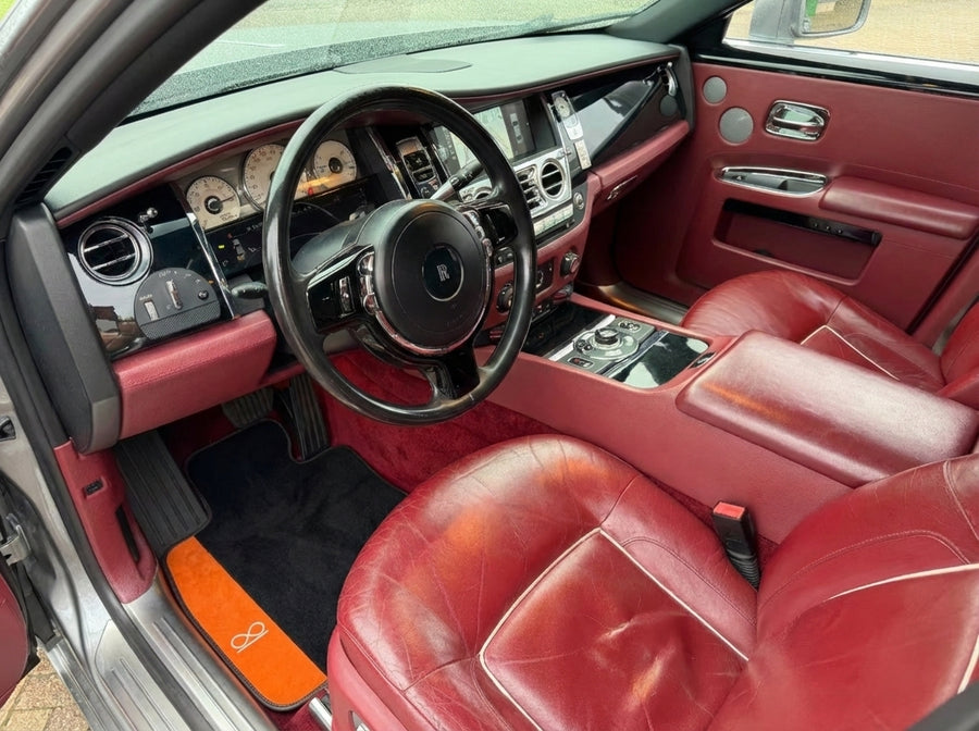 Black Floor Mats For Rolls Royce Black Badge Ghost Orange Alcantara