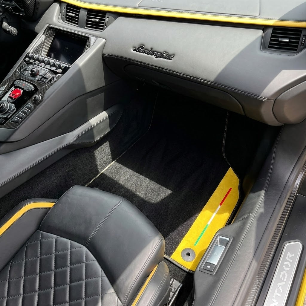 Interior look of floor mats for Lamborghini Aventador S