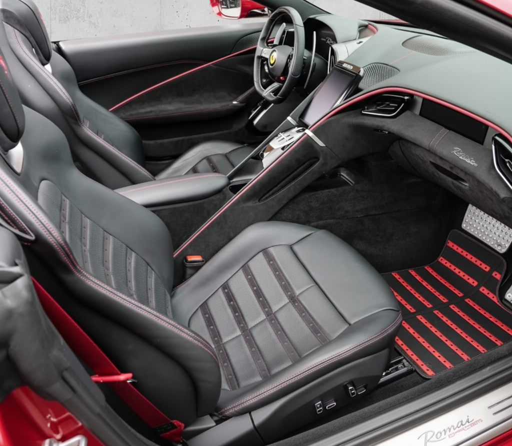 Black Floor Mats For Ferrari Roma (2021-2024) Italian Edition - AutoWin