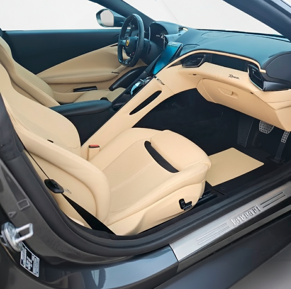 Black Floor Mats For Ferrari Roma (2021-2024) Italian Edition - AutoWin