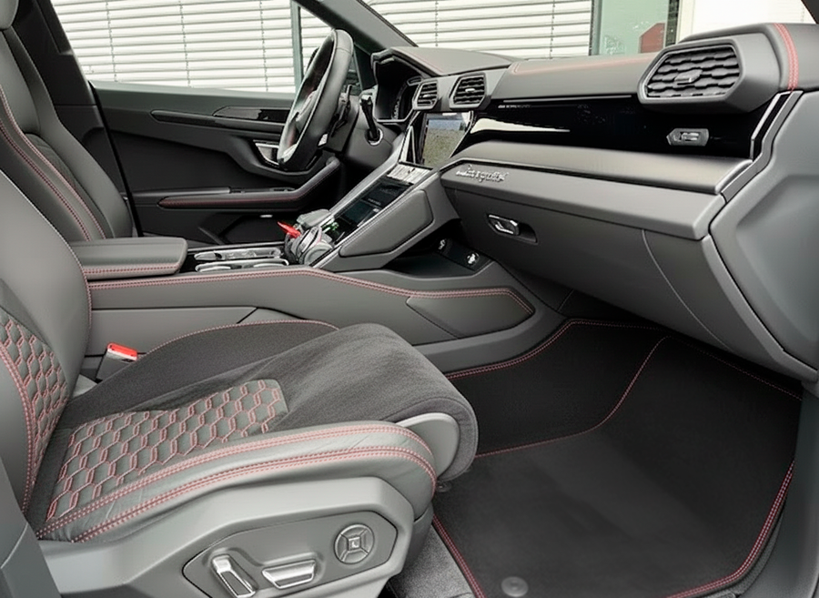 Customizable Floor Mats For Lamborghini Urus Alcantara Leather With Yellow Stitching