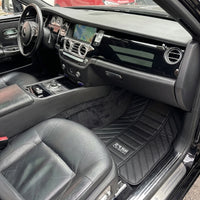 Black Leather Floor Mats for Rolls Royce Ghost Series II (2021-2024) ER56 Design