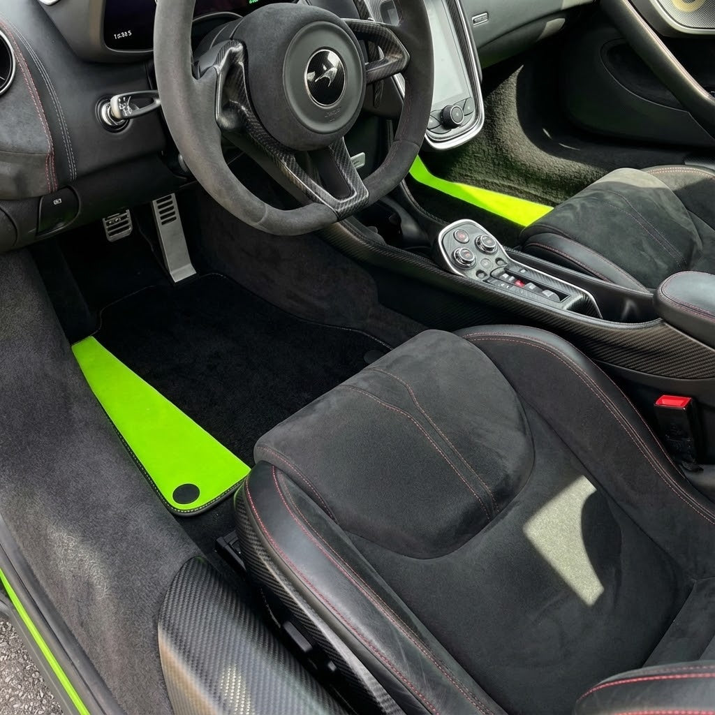 Customizable Leather Floor Mats with Raptor Hex Pattern for McLaren 570S (2015-2021) - AutoWin