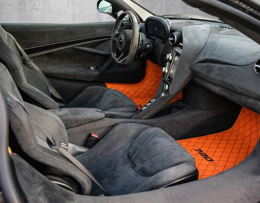 Orange Leather Floor Mats For McLaren 720S