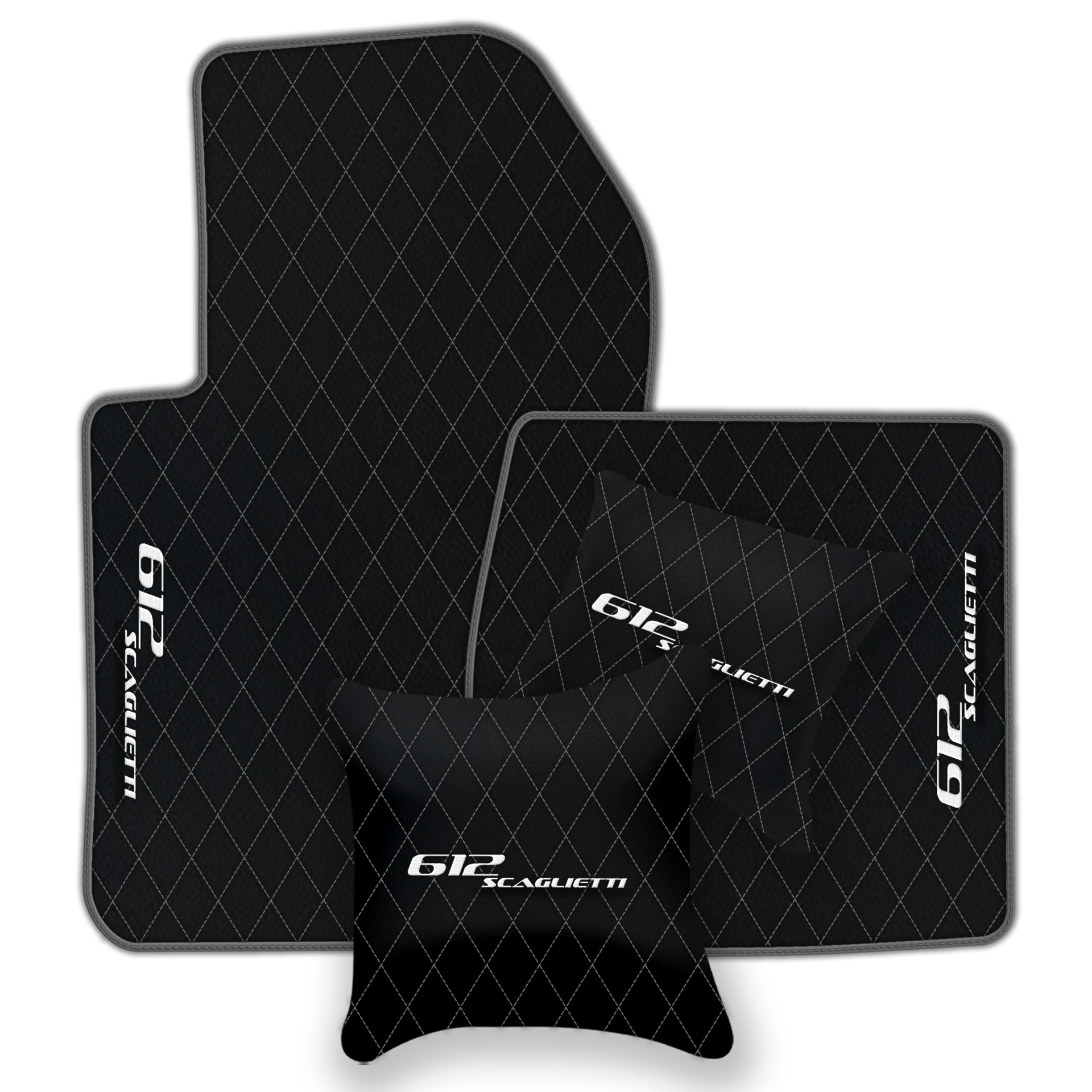 Luxury Black Leather Floor Mats for Ferrari 612 Scaglietti (2005-2011)