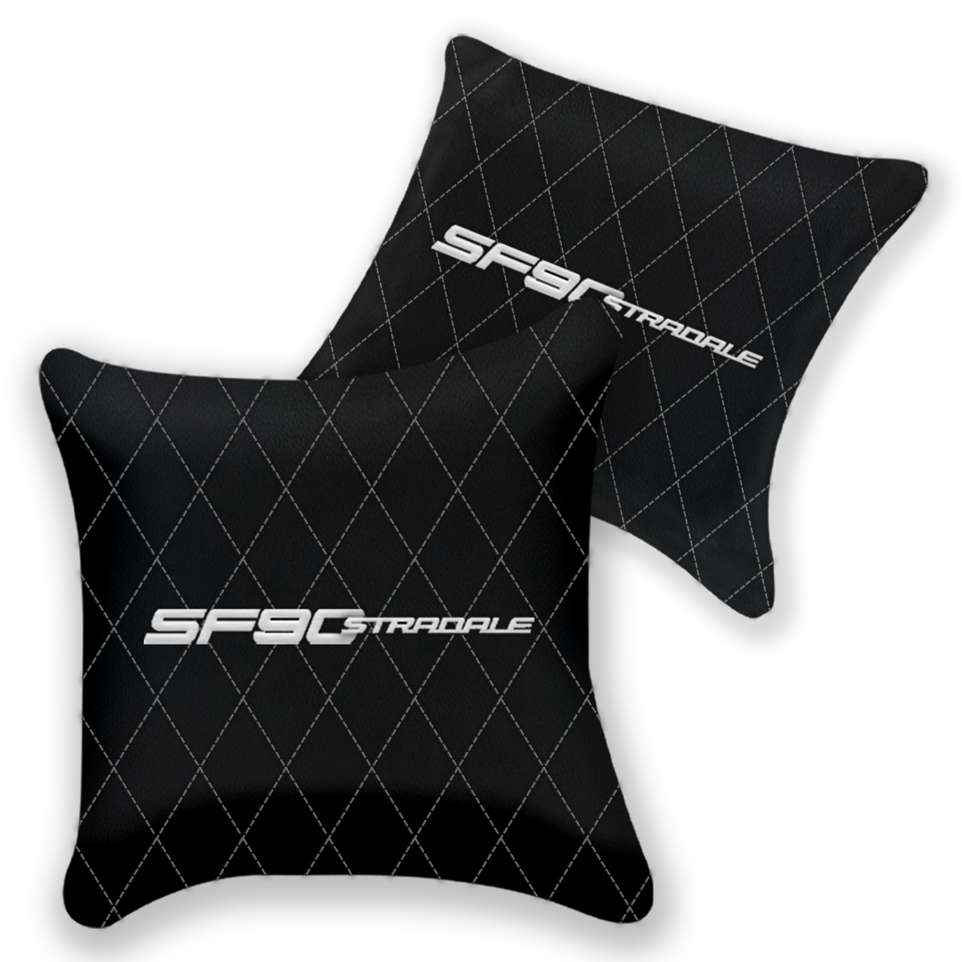 Customizable Black Leather Ferrari SF90 Stradale Pillows - Set of 2