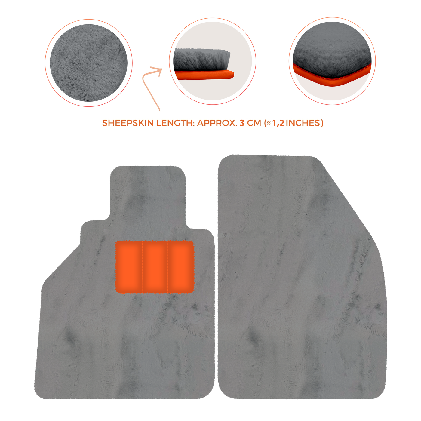 Sheepskin Floor Mats for Porsche 986 Boxster (1996-2004) - Sheepskin Length, Various Color Options