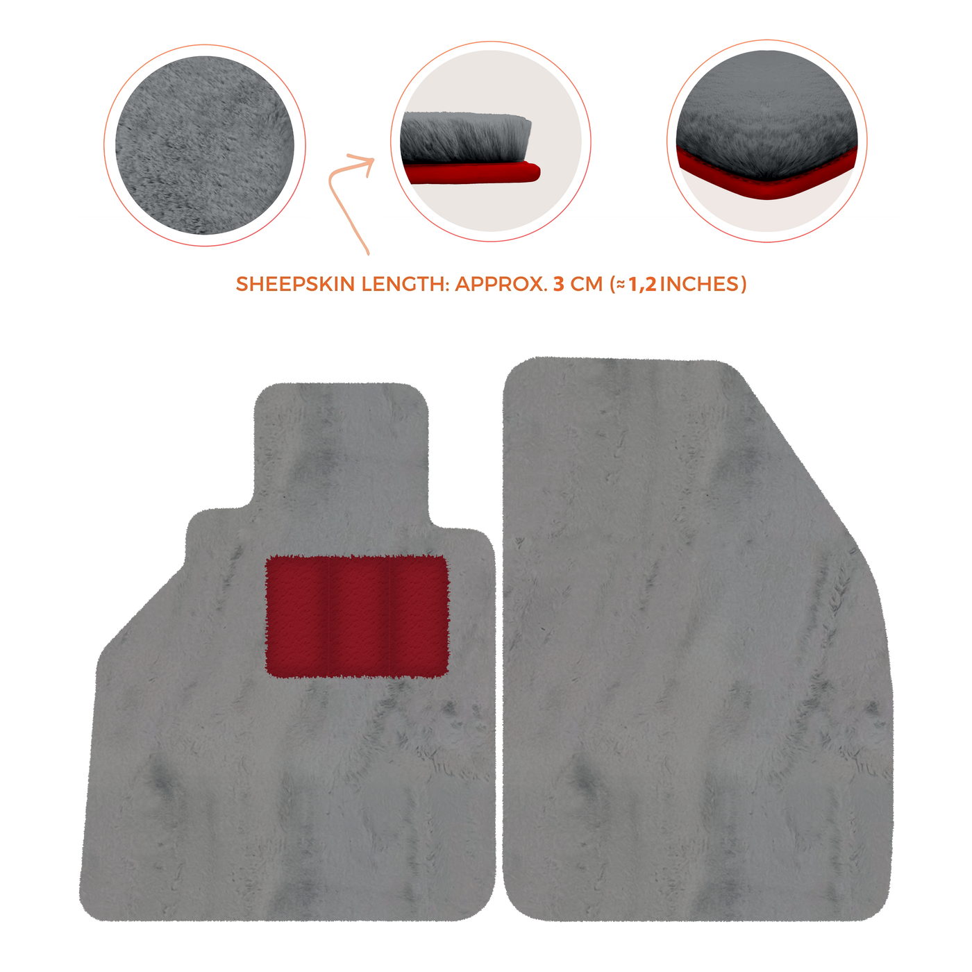 Sheepskin Floor Mats for Porsche 986 Boxster (1996-2004) - Sheepskin Length, Various Color Options
