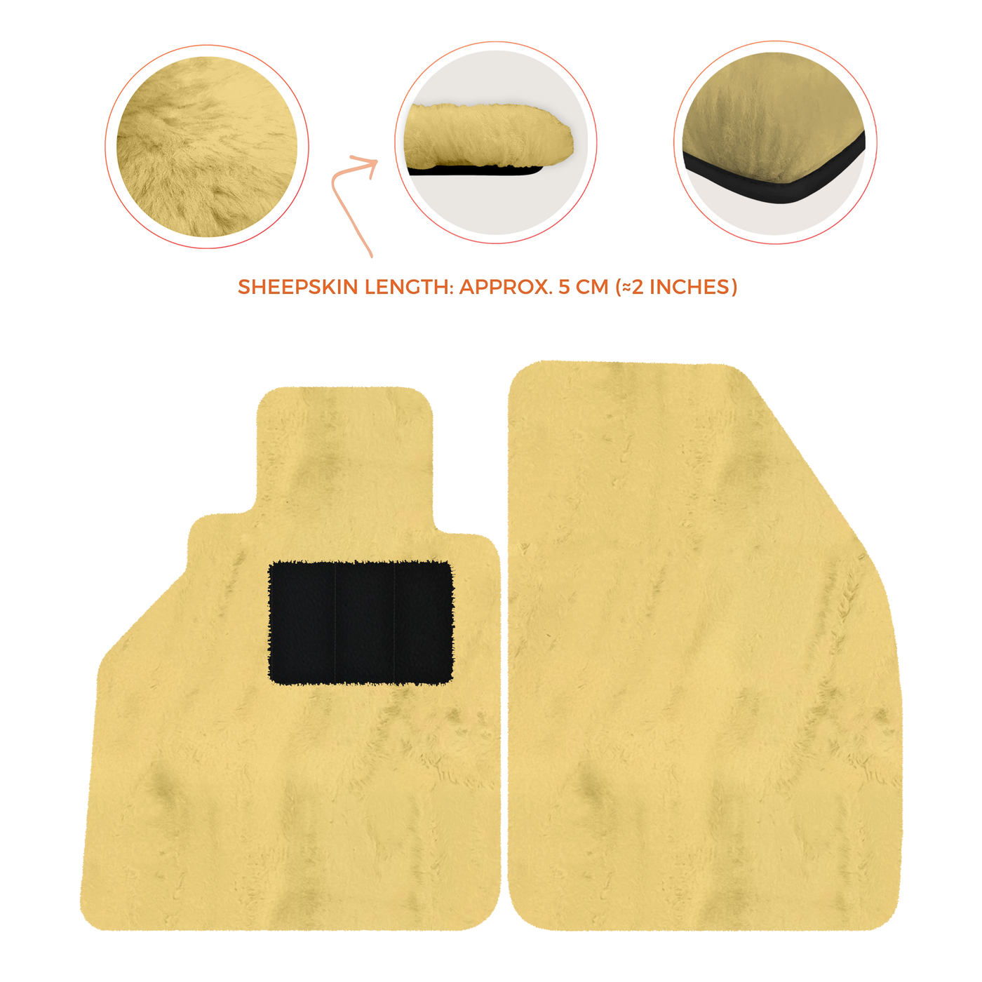 Sheepskin Floor Mats for Porsche 986 Boxster (1996-2004) - Sheepskin Length, Various Color Options