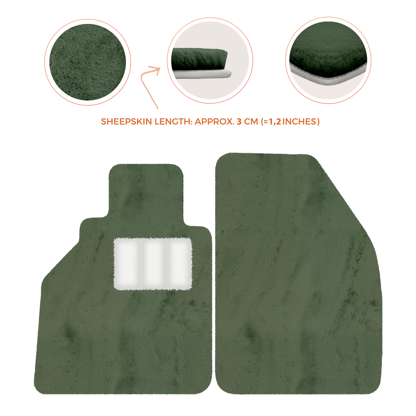 Sheepskin Floor Mats for Porsche 986 Boxster (1996-2004) - Sheepskin Length, Various Color Options