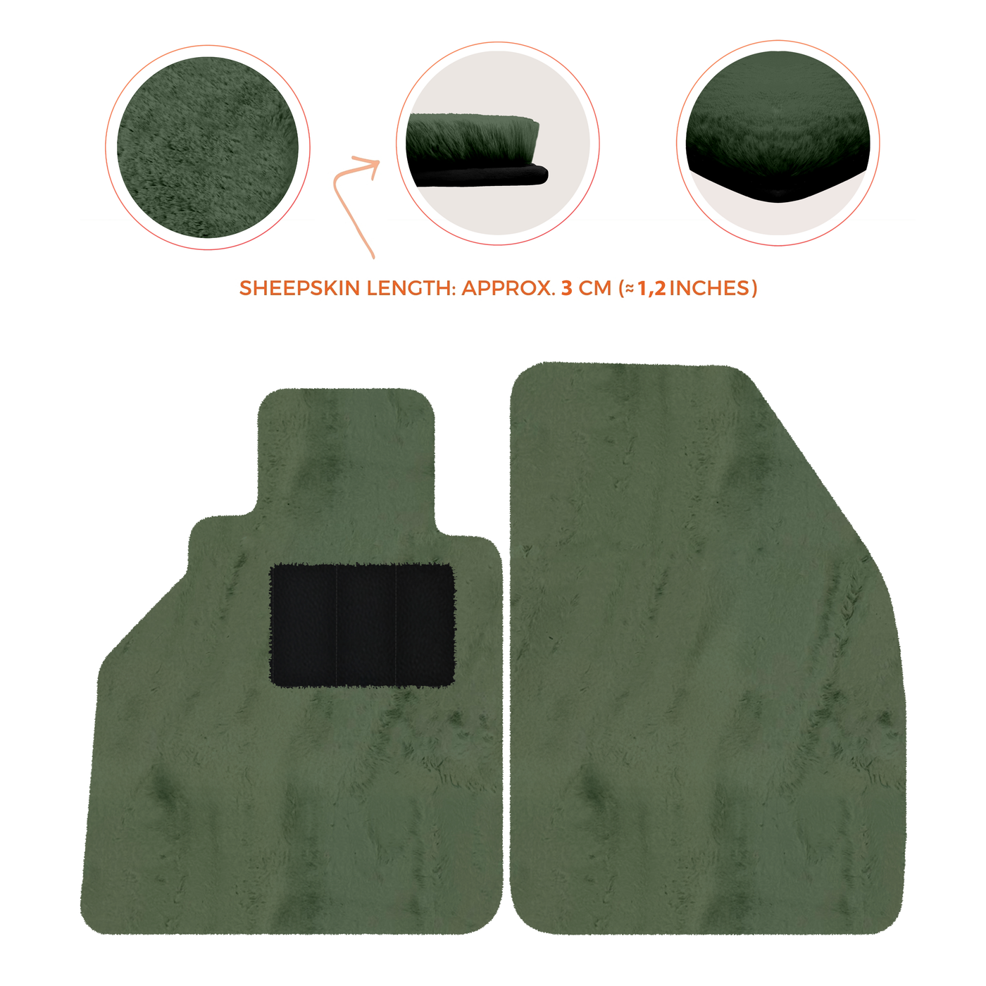 Sheepskin Floor Mats for Porsche 986 Boxster (1996-2004) - Sheepskin Length, Various Color Options