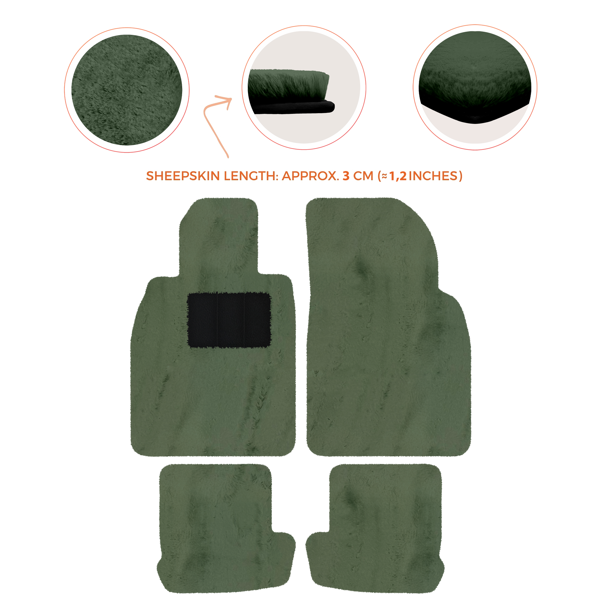 Premium Quality Sheepskin Floor Mats for Porsche 924 (1976-1988)