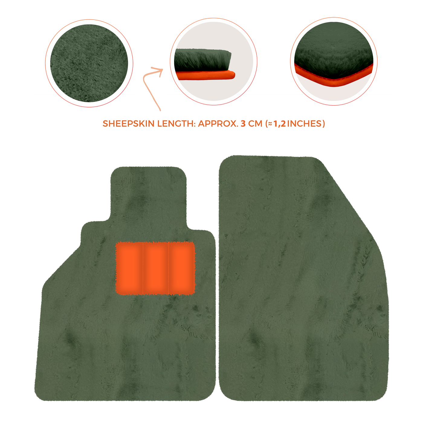 Sheepskin Floor Mats for Porsche 986 Boxster (1996-2004) - Sheepskin Length, Various Color Options