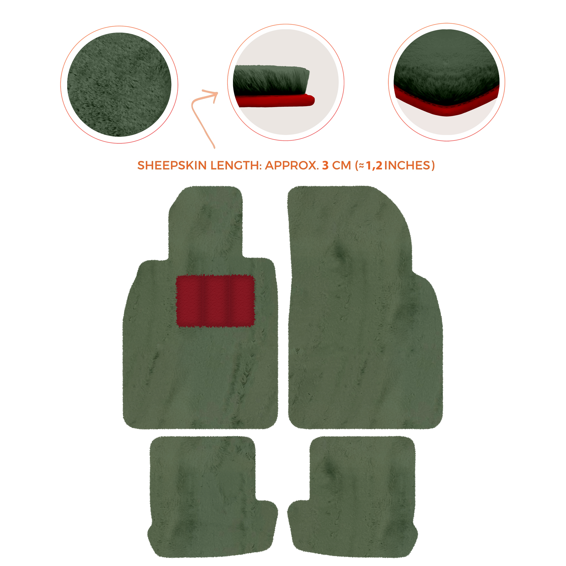 Premium Quality Sheepskin Floor Mats for Porsche 924 (1976-1988)