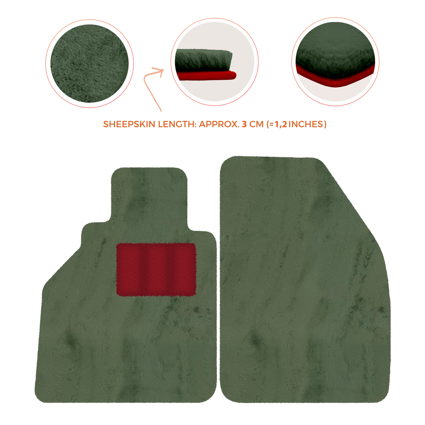 Sheepskin Floor Mats for Porsche 986 Boxster (1996-2004) - Sheepskin Length, Various Color Options