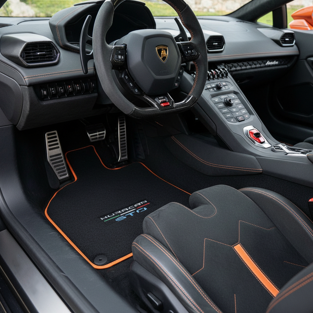 Interior look of floor mats for Lamborghini Huracan STO