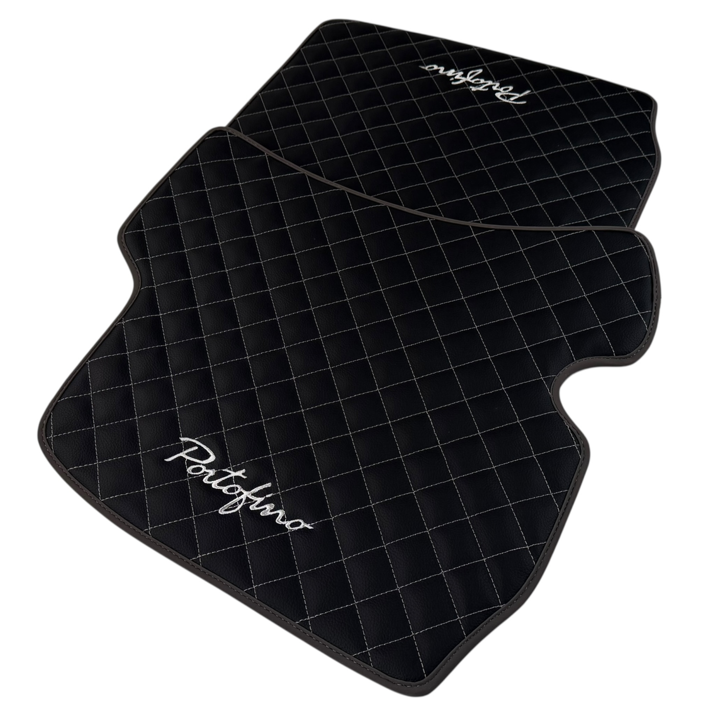 Premium Black Leather Floor Mats for Ferrari Portofino 2018-2023