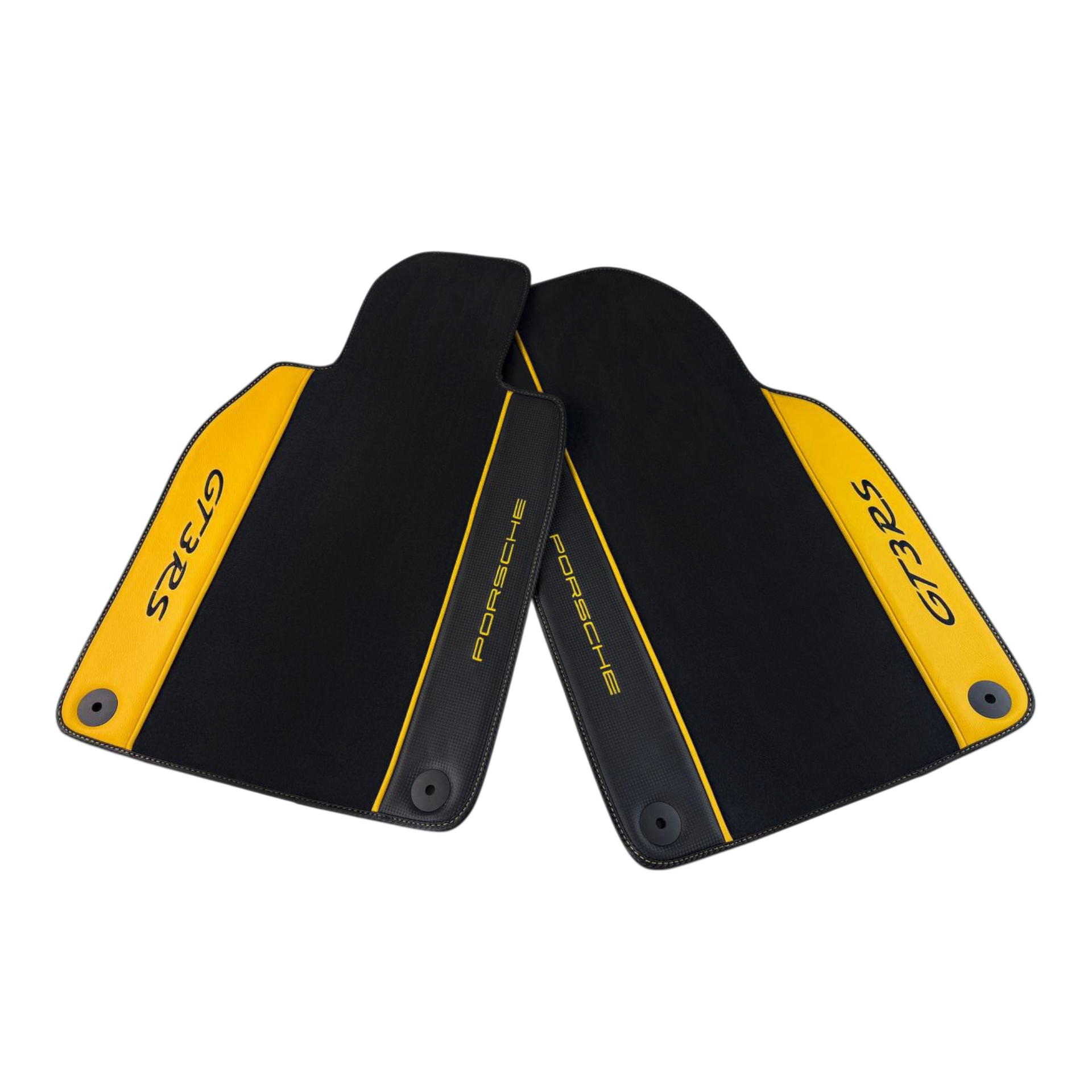 Black Floor Mats for Porsche 911 GT3 RS (2022-2026) with Yellow Leather