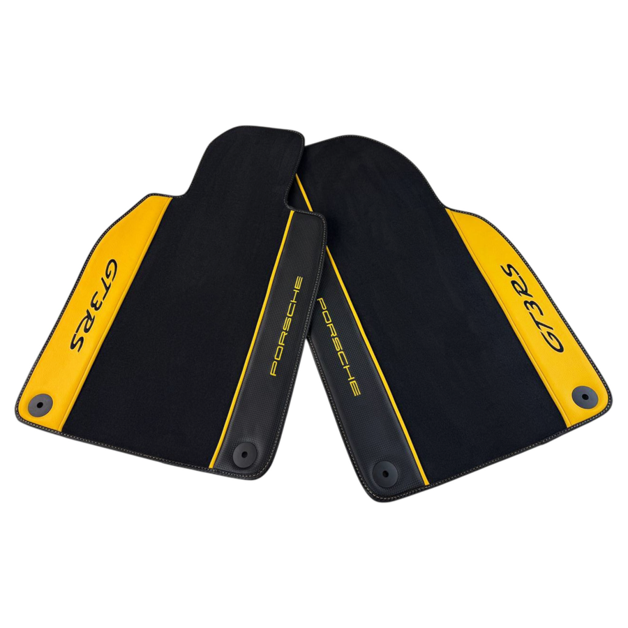 Black Floor Mats for Porsche 911 GT3 RS (2022-2026) with Yellow Leather