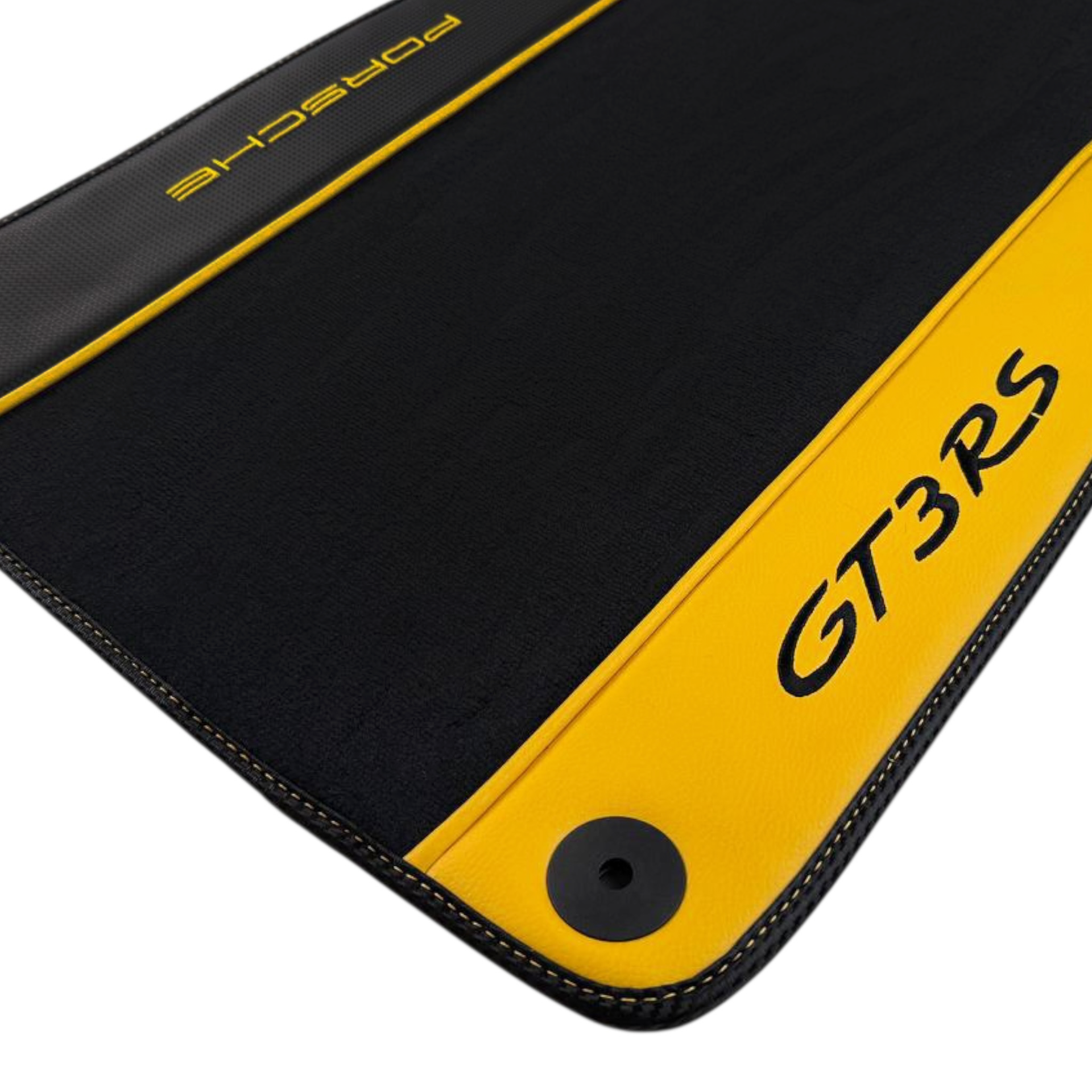 Black Floor Mats for Porsche 911 GT3 RS (2022-2026) with Yellow Leather