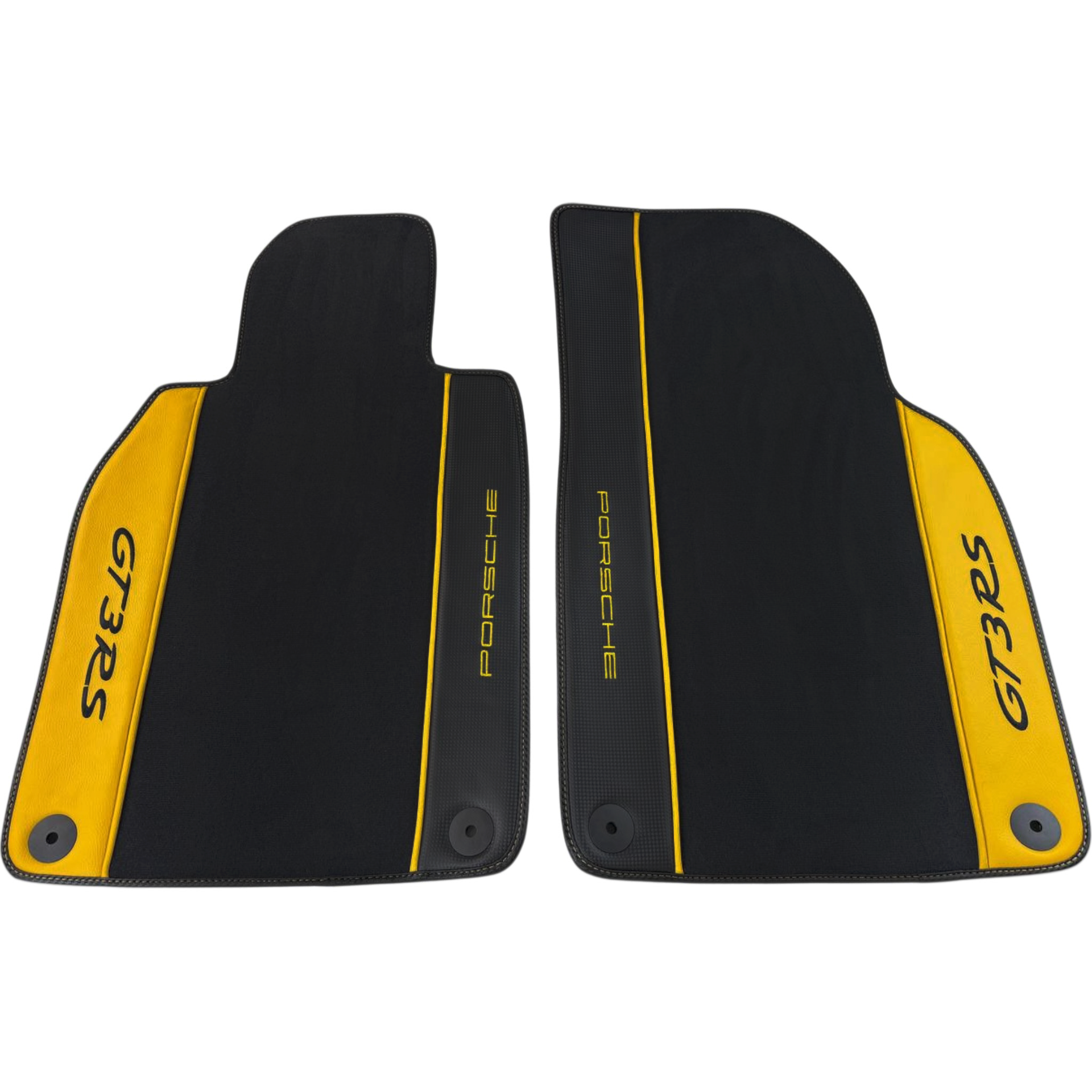 Black Floor Mats for Porsche 911 GT3 RS (2022-2026) with Yellow Leather