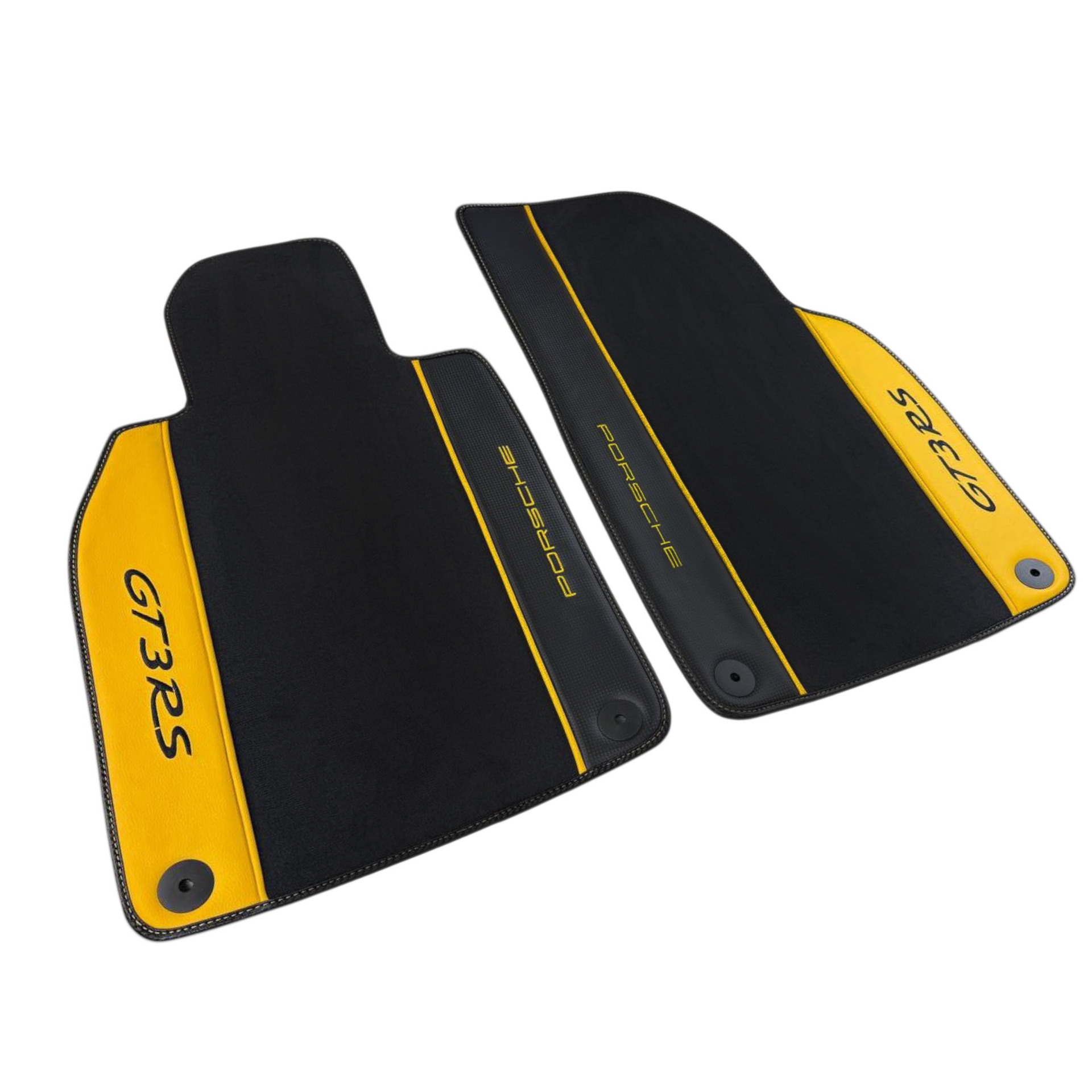 Black Floor Mats for Porsche 911 GT3 RS (2022-2026) with Yellow Leather