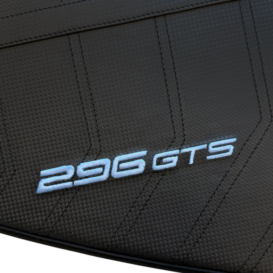 Premium Black Leather Floor Mats for Ferrari 296 GTS 2022-2024