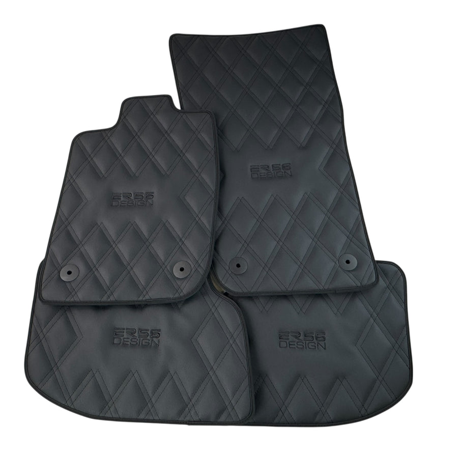 Bentley Continental GT (2018–2023) Black Floor Mats - with Leather | ER56 Design