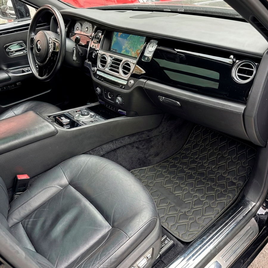 Custom Black Leather Floor Mats for Rolls-Royce Ghost Series II (2021-2024)
