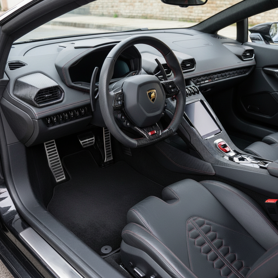 Custom Black Floor Mats for Lamborghini Huracan Perfomante