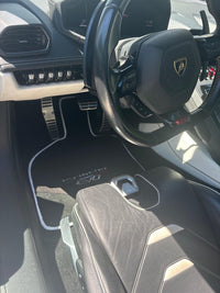 Black Floor Mats for Lamborghini Huracan EVO (2014-2023) with White Trim - AutoWin
