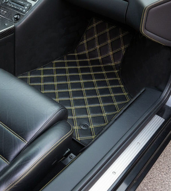 Customizable Leather Floor Mats with Square Pattern for Lamborghini Diablo (1990-2001) - AutoWin