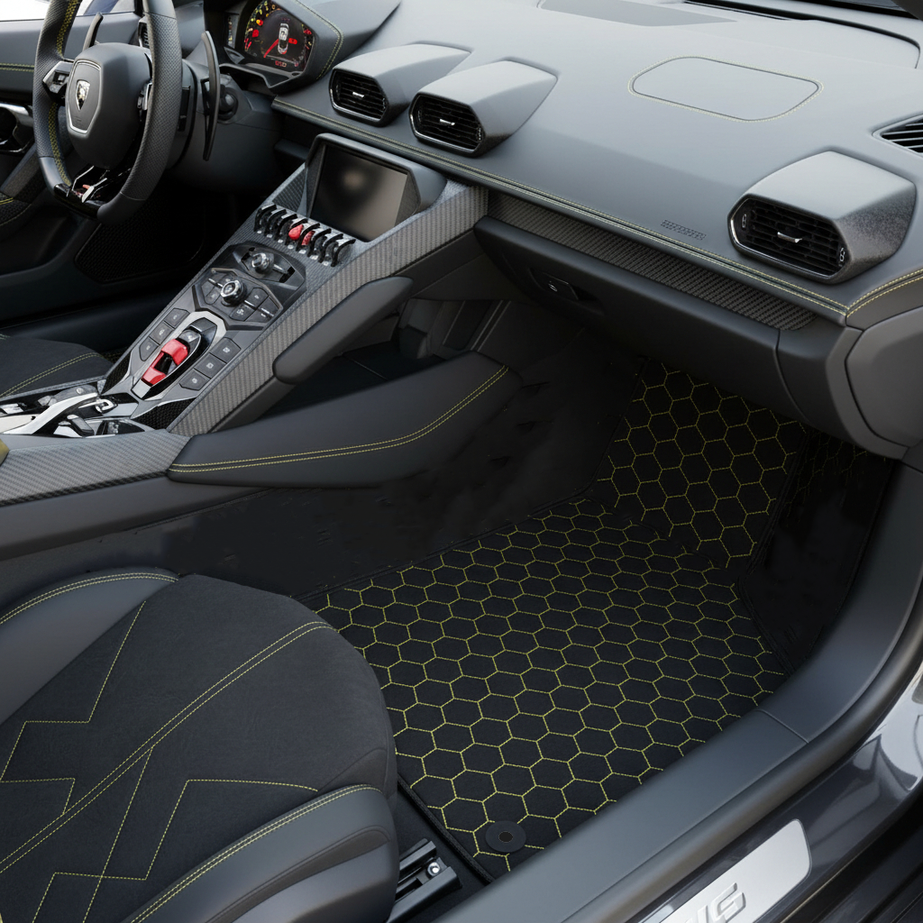 Customizable Leather Floor Mats with ER56 Pattern for Lamborghini Temerario (2025-2026) - AutoWin