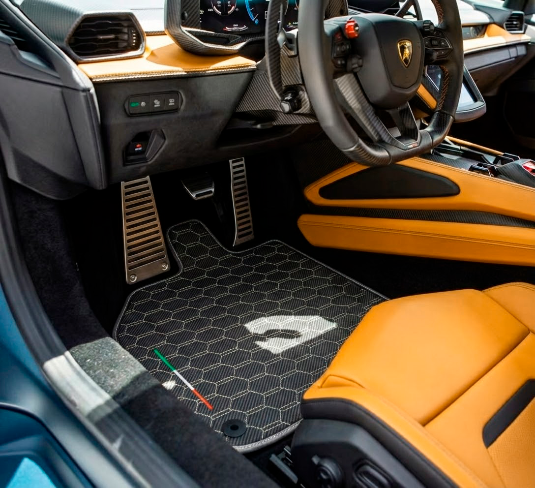 Customizable Leather Floor Mats with ER56 Pattern for Lamborghini Temerario (2025-2026) - AutoWin