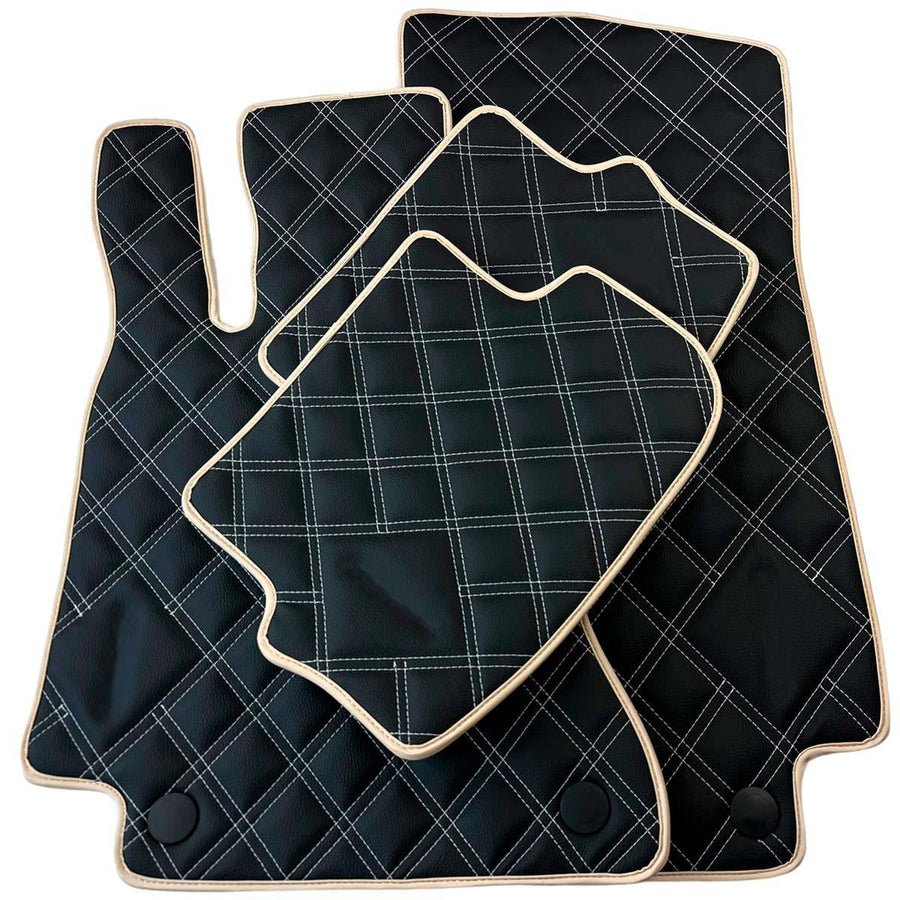 Customizable Black and Beige Trim Floor Mats For Mercedes Benz A-Class W177 Hybrid (2019-2023) - AutoWin