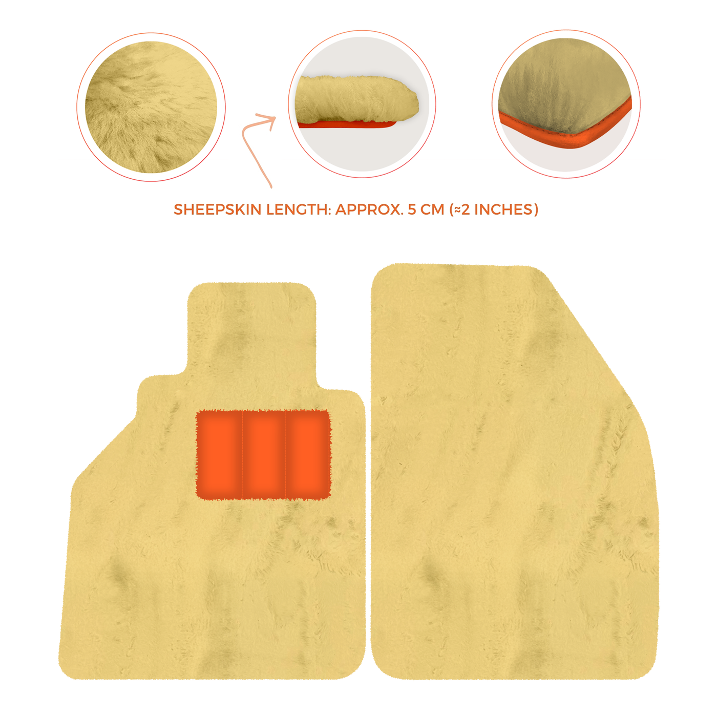 Sheepskin Floor Mats for Porsche 986 Boxster (1996-2004) - Sheepskin Length, Various Color Options