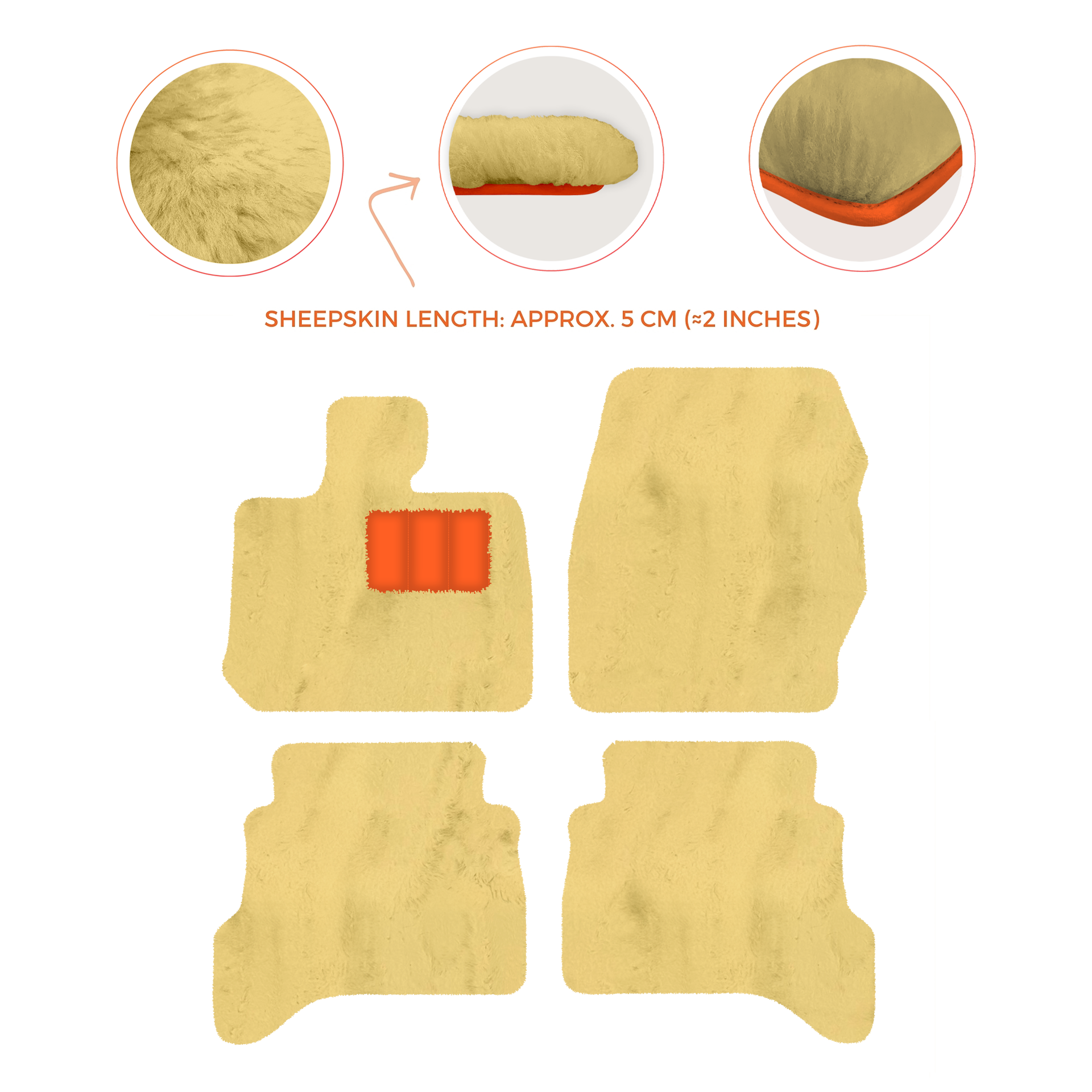 Premium Sheepskin Floor Mats for Land Rover Defender 90 (2007-2020)