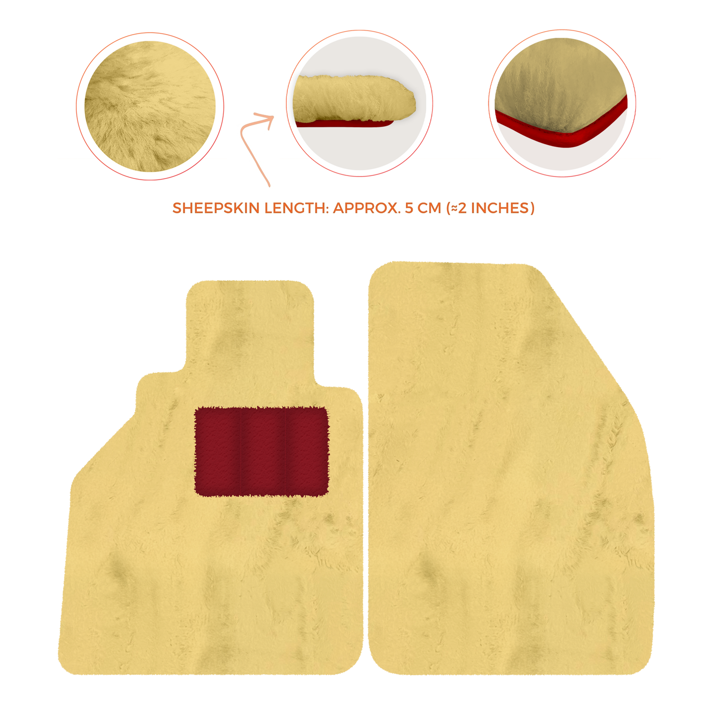 Sheepskin Floor Mats for Porsche 986 Boxster (1996-2004) - Sheepskin Length, Various Color Options